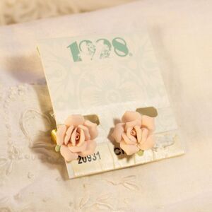Vintage Pastel Pink Porcelain Rose Clip-Ons